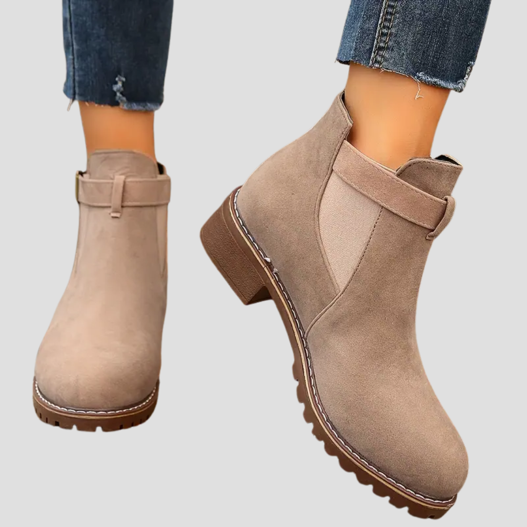 Bottines femme à boucle talon bas