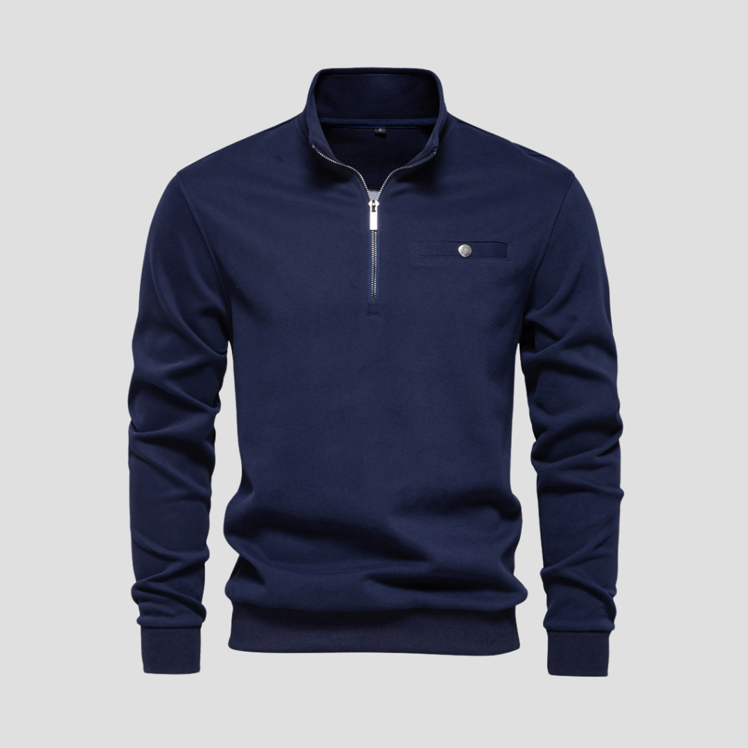 Pull Homme Demi-Zip Col Montant
