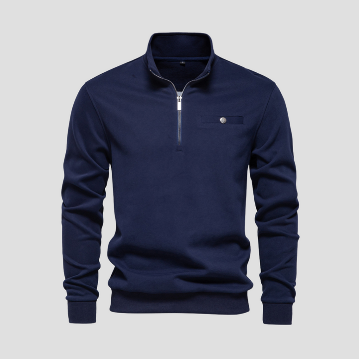 Pull Homme Demi-Zip Col Montant