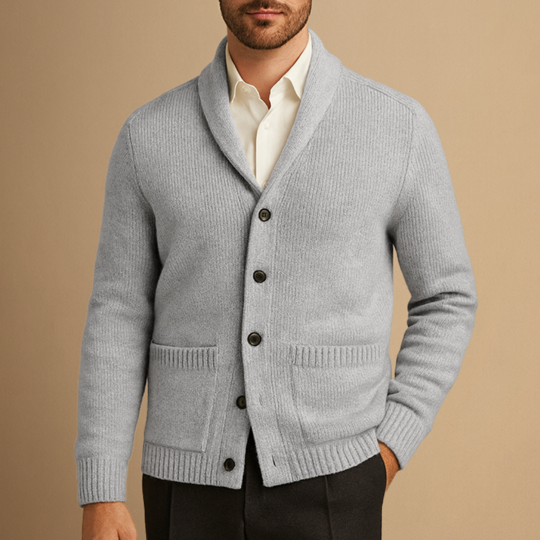 Cardigan Homme Col Châle Boutonné