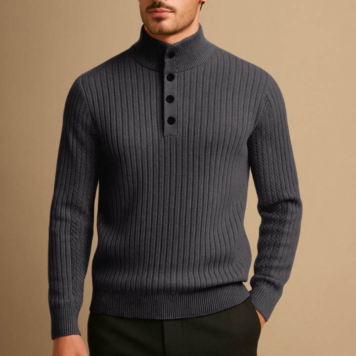 Pull Henley Homme Laine Mérinos Côtelé