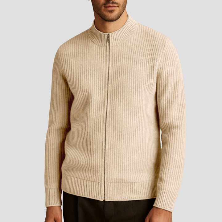 Cardigan Homme Zippé Côtelé