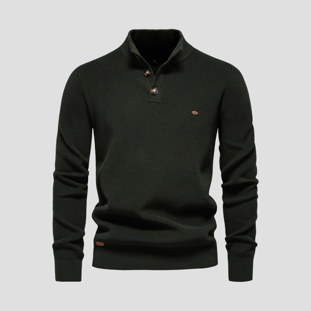 Pull Henley Homme Coton Mélangé