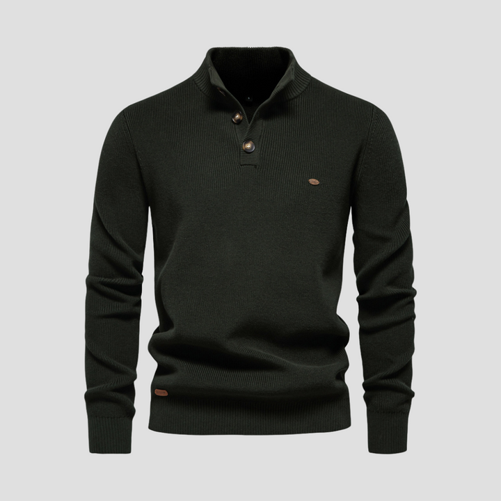 Pull Henley Homme Coton Mélangé