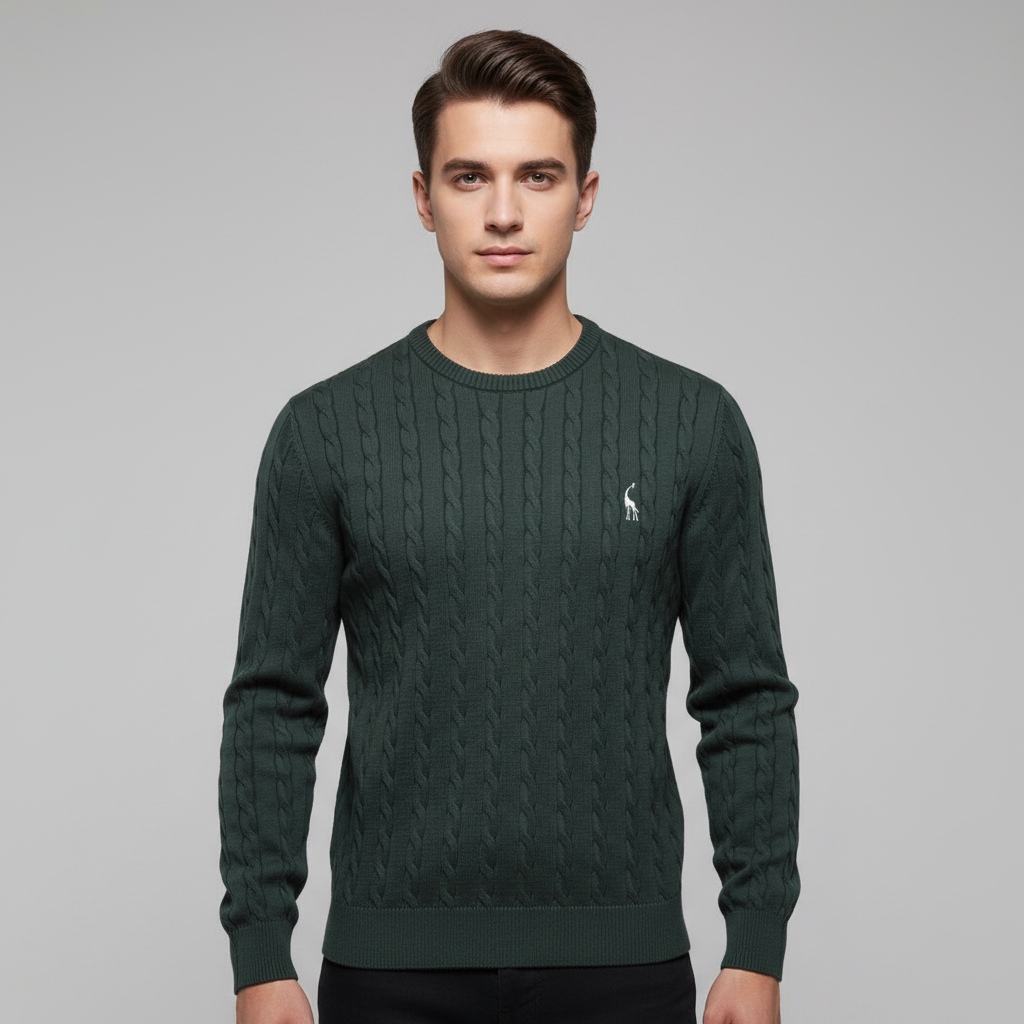 Pull Homme Col Rond Torsadé Coton Mélangé