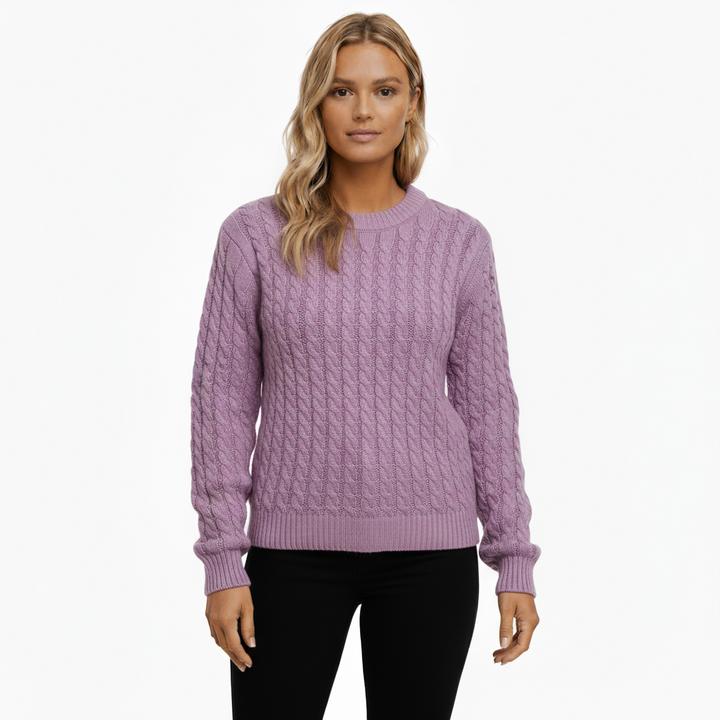 Pull Femme Maille Côtelée Col Rond