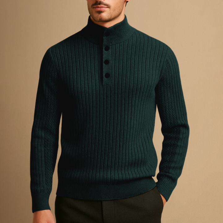 Pull Henley Homme Laine Mérinos Côtelé