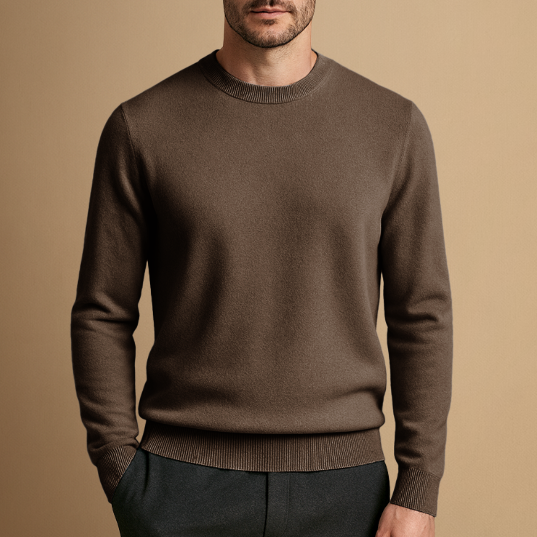 Pull Homme Col Rond Laine Mélangée
