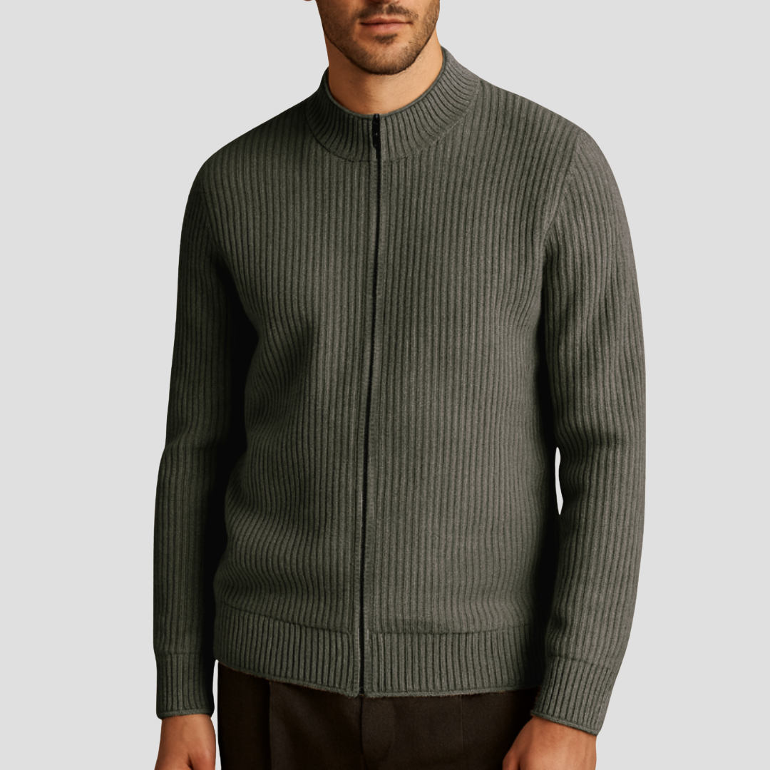 Cardigan Homme Zippé Côtelé
