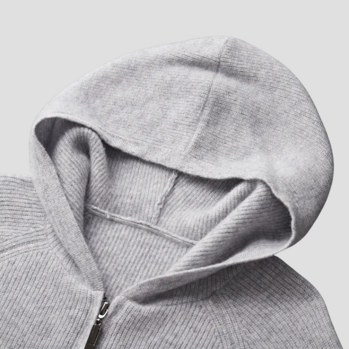 Cardigan Homme Zippé à Capuche Laine Mélangée