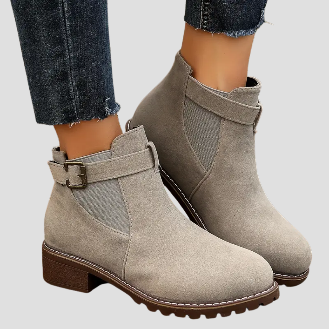 Bottines femme à boucle talon bas