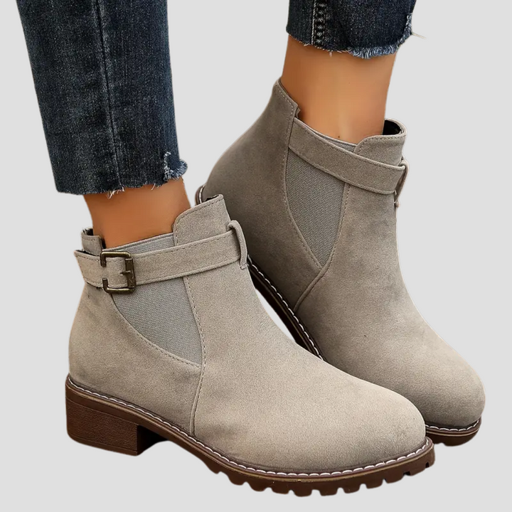 Bottines femme à boucle talon bas