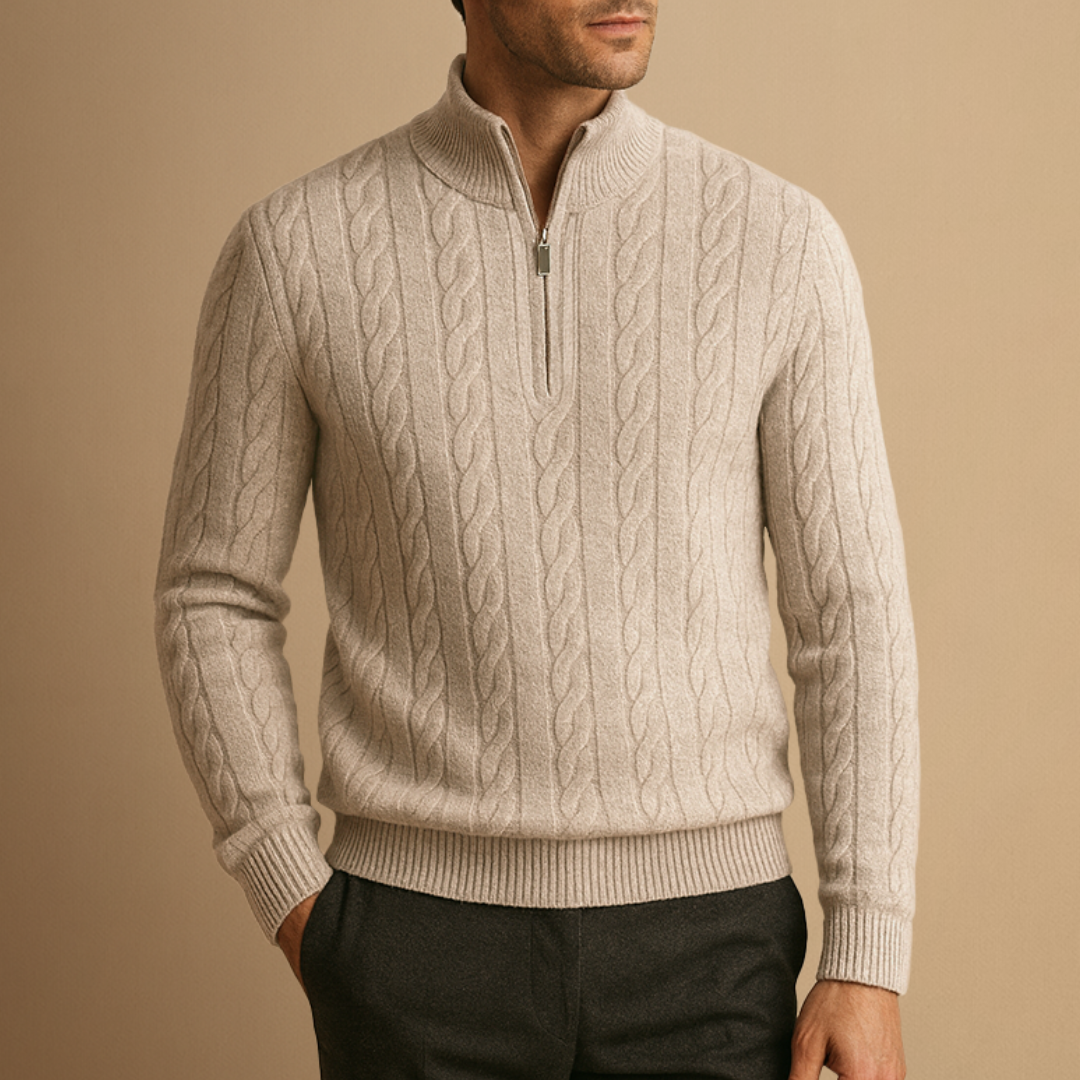 Pull Homme Demi-Zip Torsadé