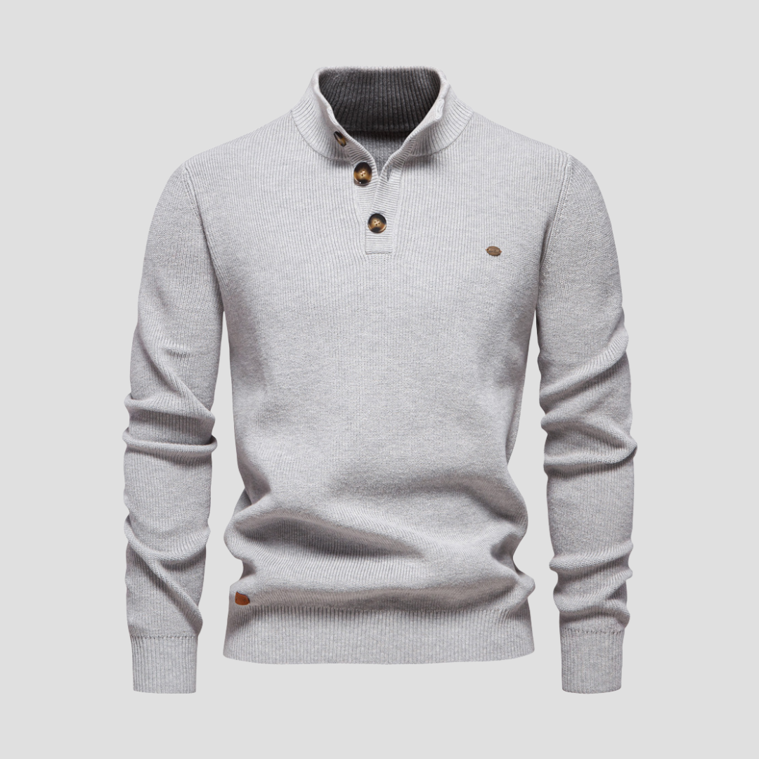 Pull Henley Homme Coton Mélangé