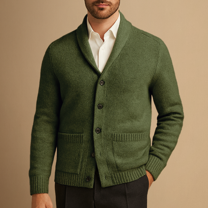 Cardigan Homme Col Châle Boutonné