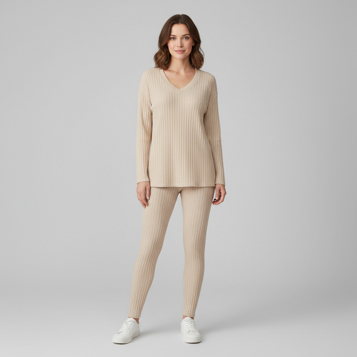 Ensemble Femme 2 Pièces Côtelé Abricot