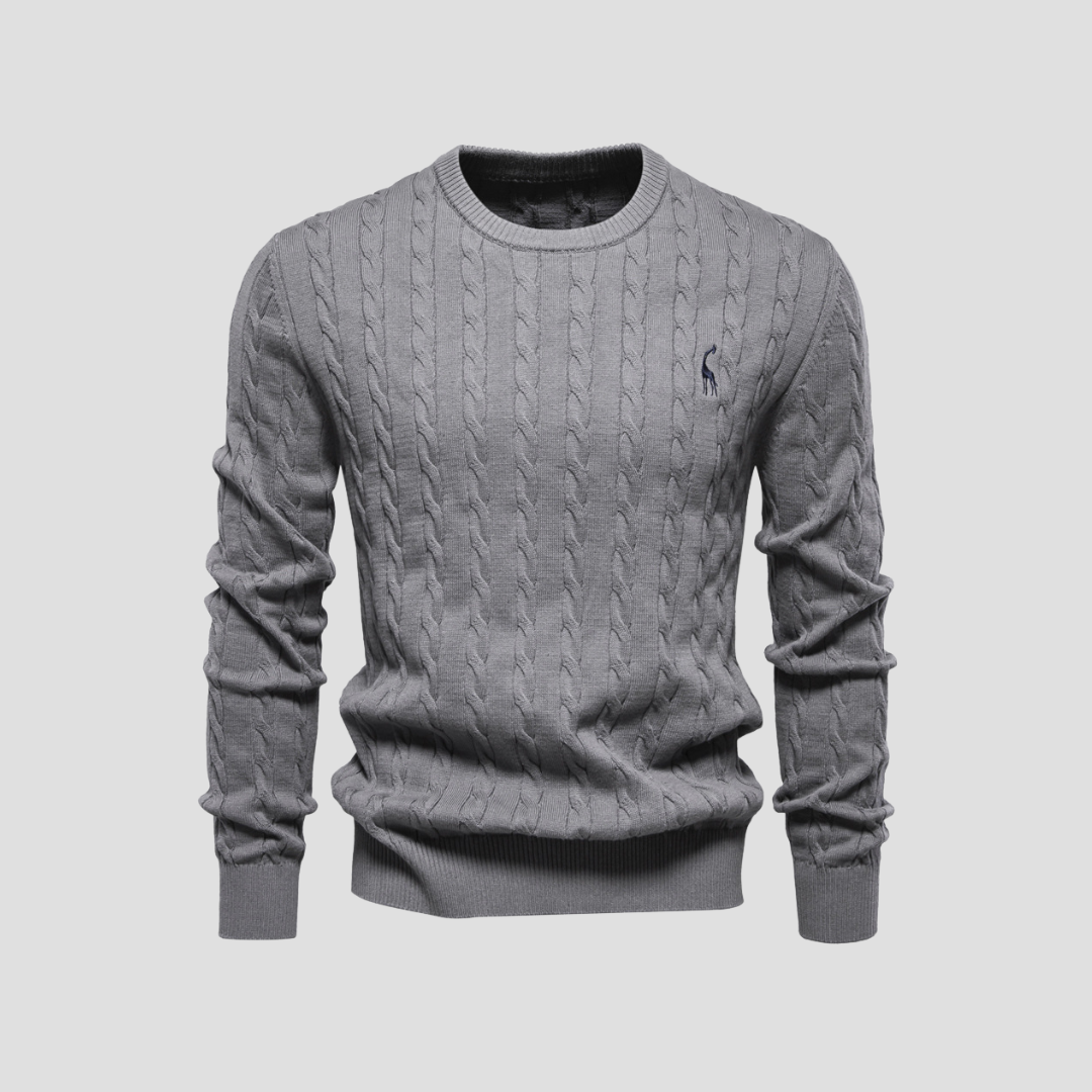 Pull Homme Col Rond Torsadé Coton Mélangé