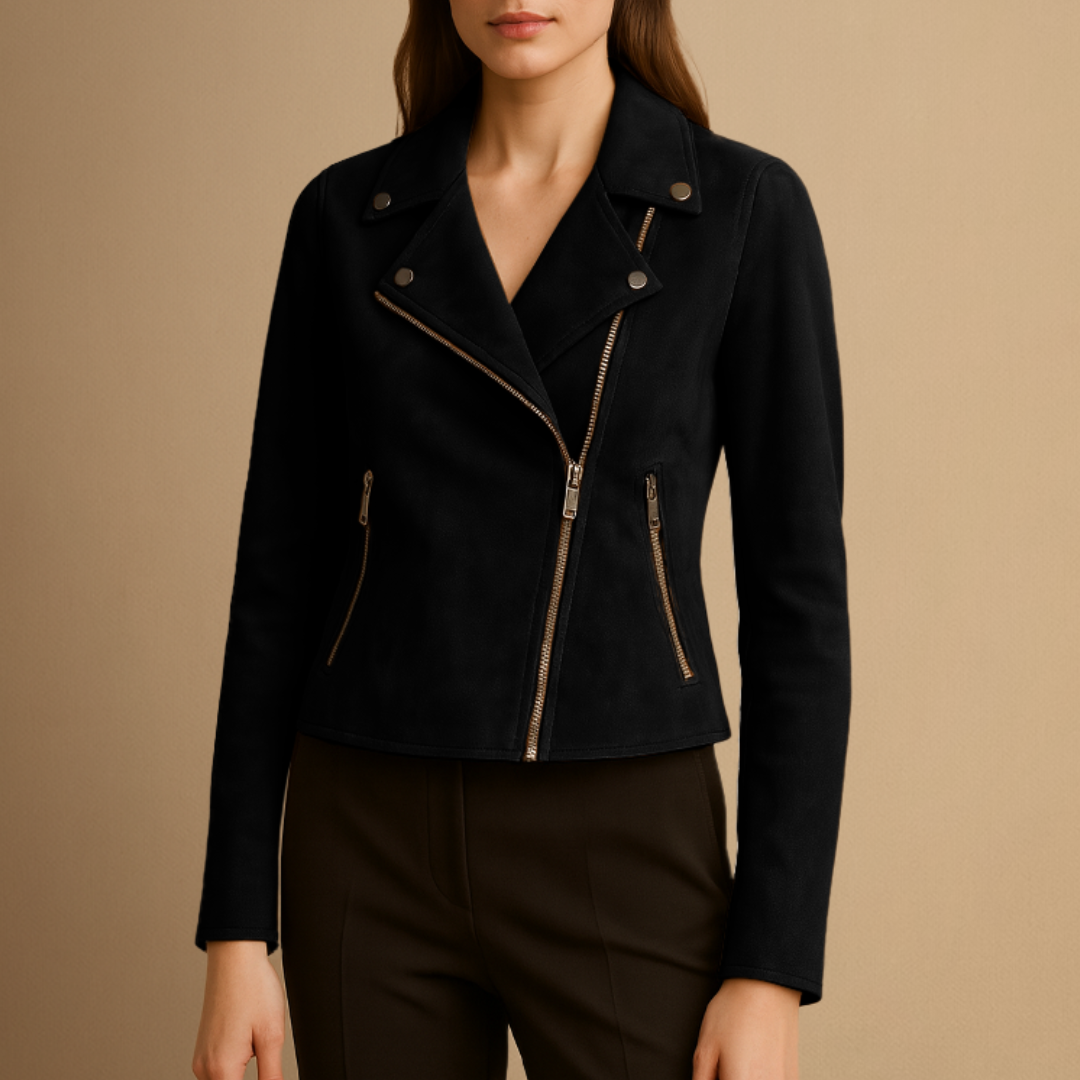 Veste Biker Femme Zip Asymétrique
