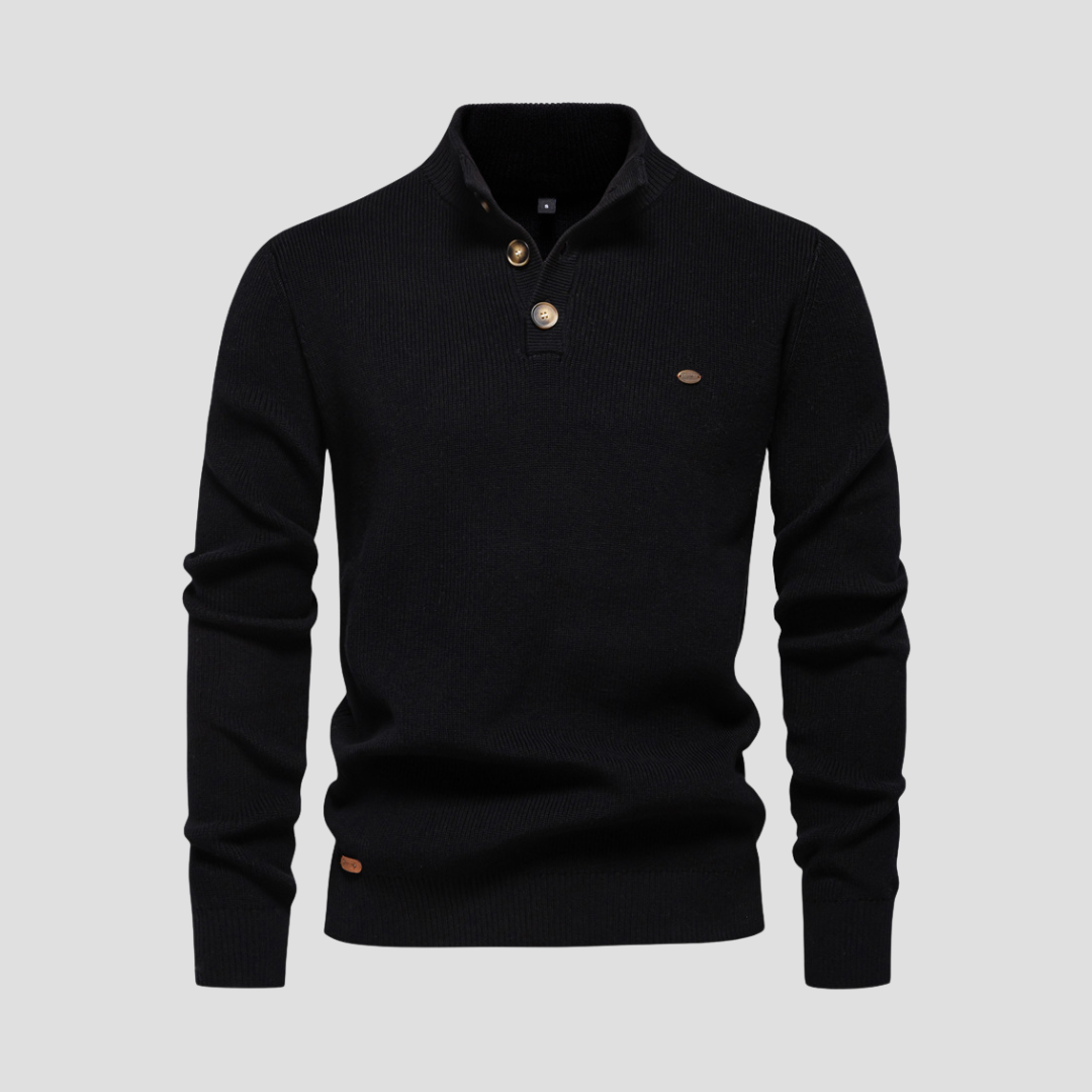 Pull Henley Homme Coton Mélangé