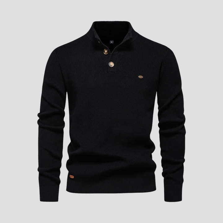 Pull Henley Homme Coton Mélangé
