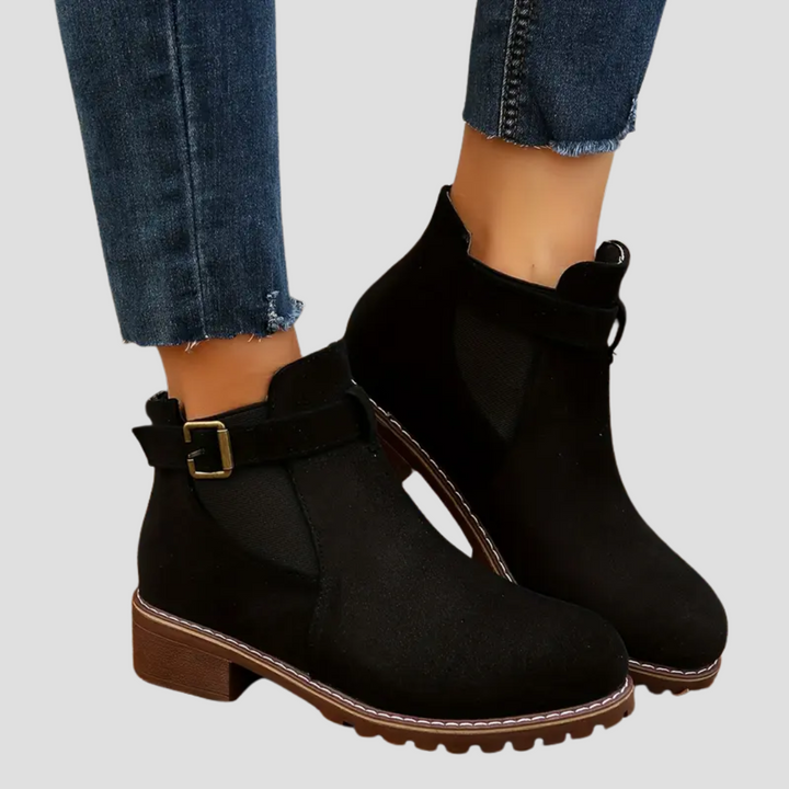 Bottines femme à boucle talon bas