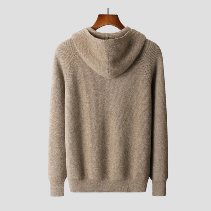 Cardigan Homme Zippé à Capuche Laine Mélangée