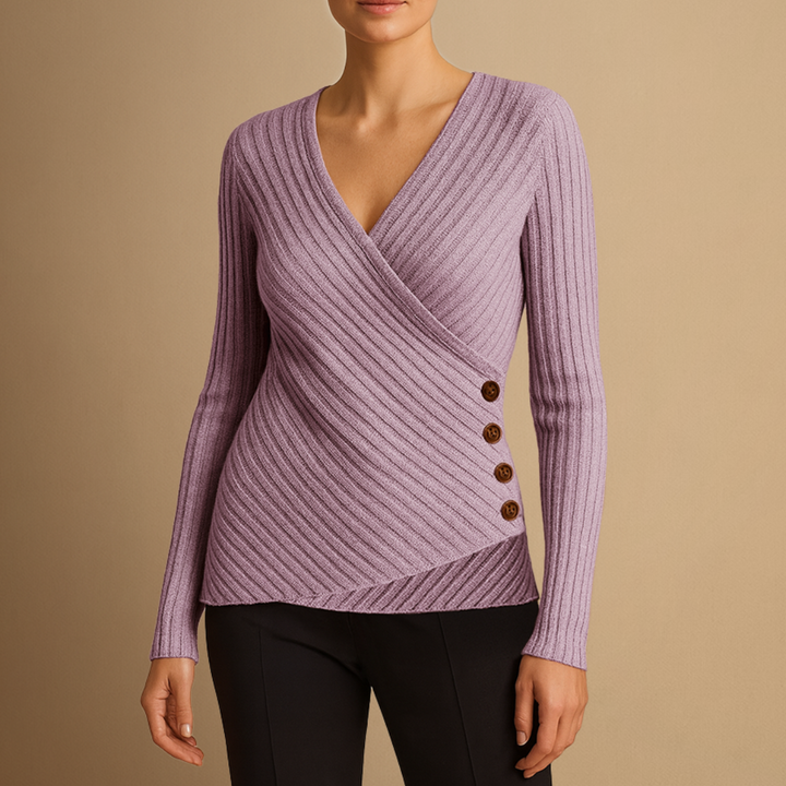 Pull Femme Col V Tricoté