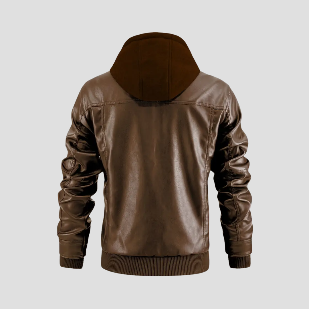 Veste Motard Homme Cuir à Capuche