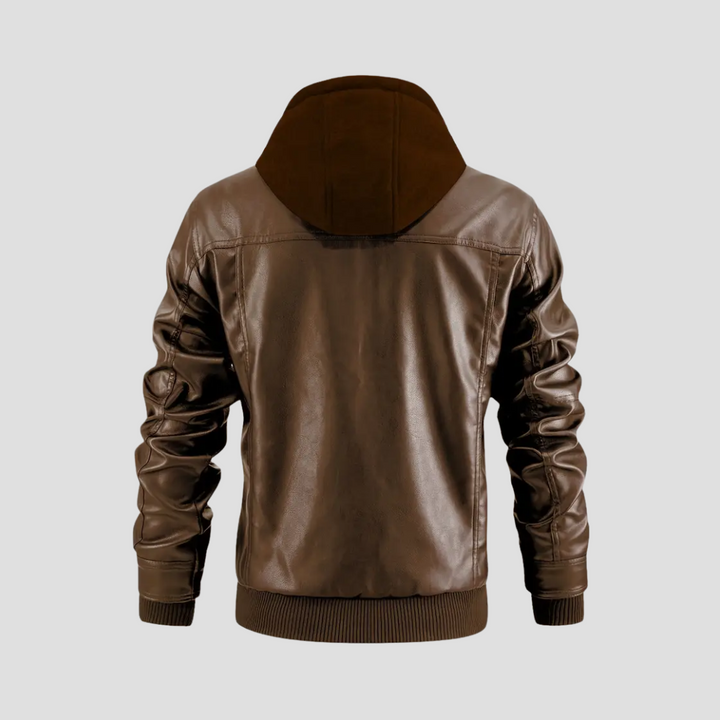 Veste Motard Homme Cuir à Capuche