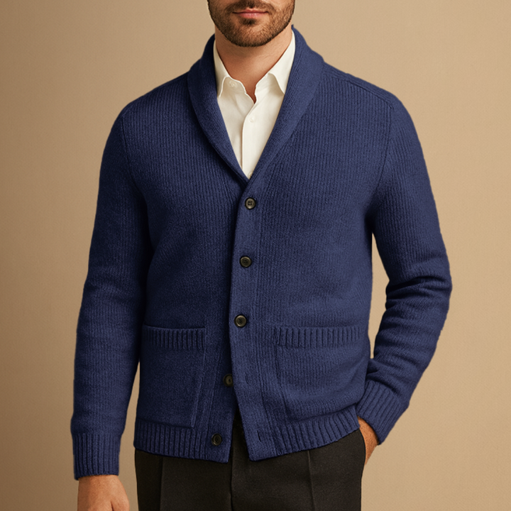 Cardigan Homme Col Châle Boutonné