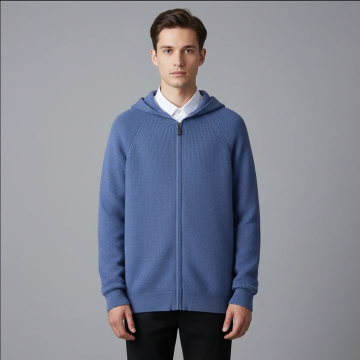 Cardigan Homme Mérinos à Capuche Zippé