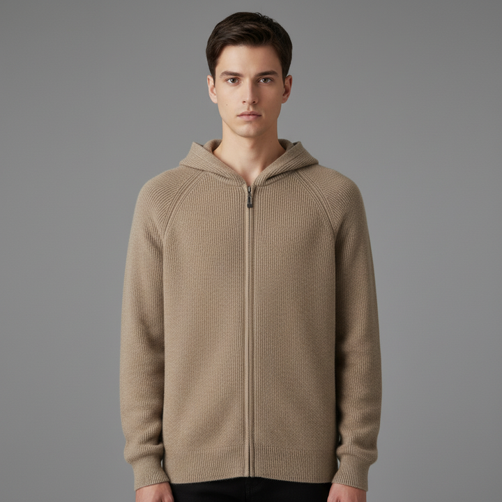 Cardigan Homme Mérinos à Capuche Zippé