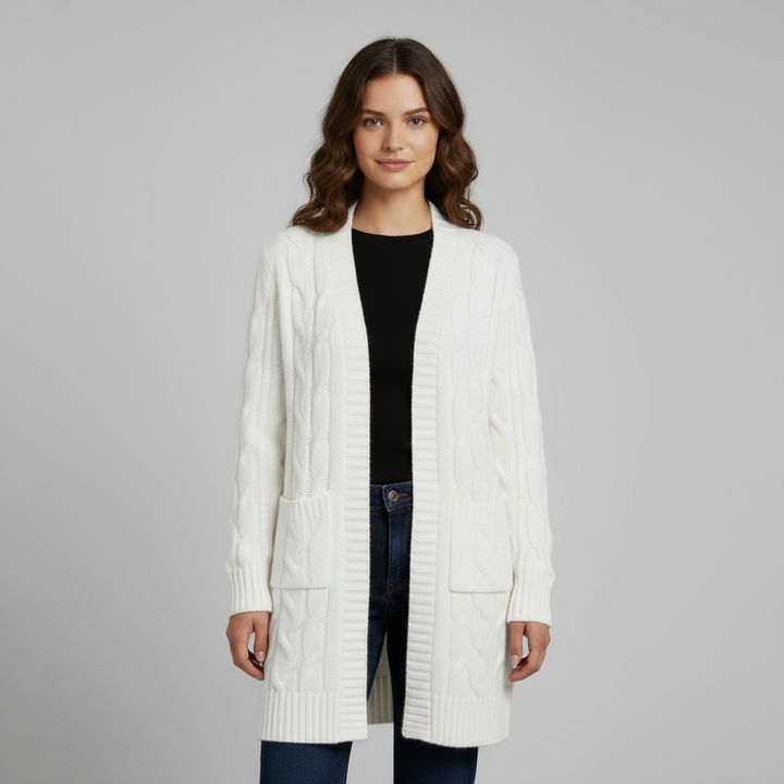Cardigan Femme Long à Capuche | Maille Côtelée