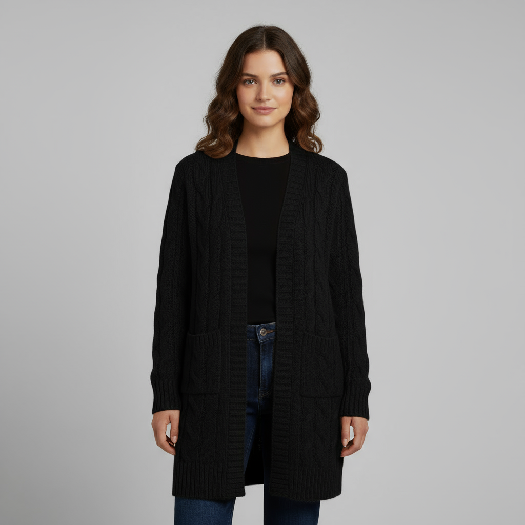 Cardigan Femme Long à Capuche | Maille Côtelée