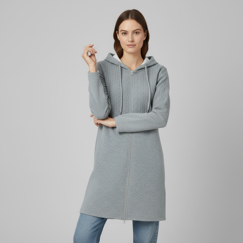 Cardigan Femme à Capuche Zippé | Maille Texturée