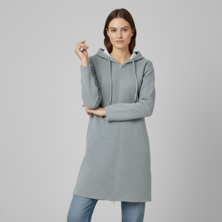 Cardigan Femme à Capuche Zippé | Maille Texturée