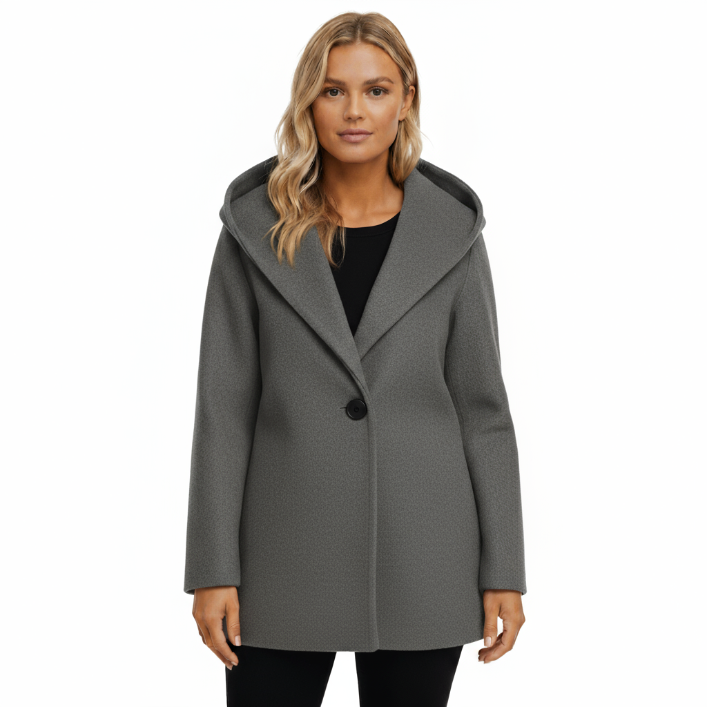 Manteau Femme Laine Mélangée à Capuche