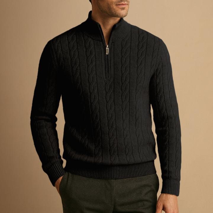 Pull Homme Demi-Zip Torsadé