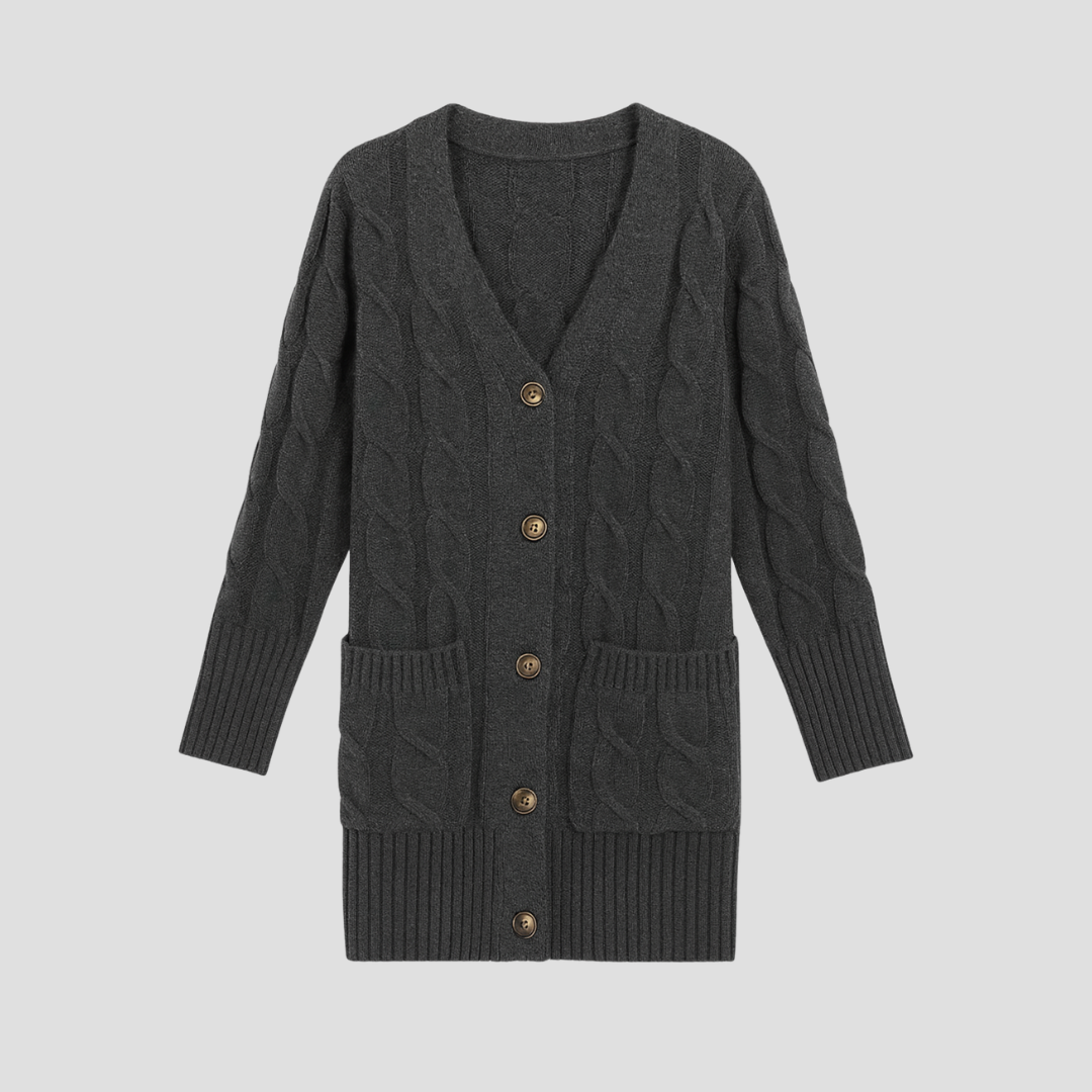 Cardigan Femme Long Maille Torsadée