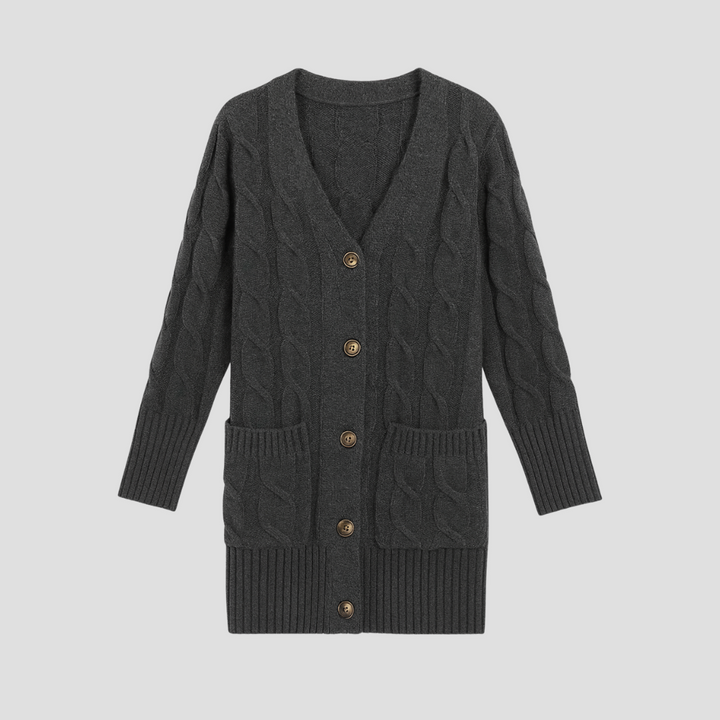 Cardigan Femme Long Maille Torsadée