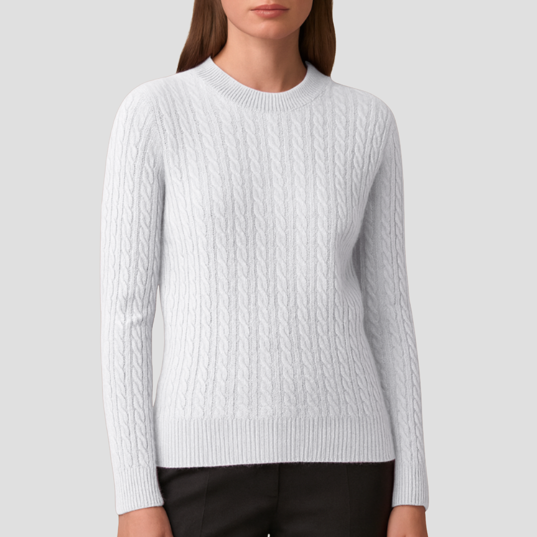 Pull Femme Maille Côtelée Col Rond