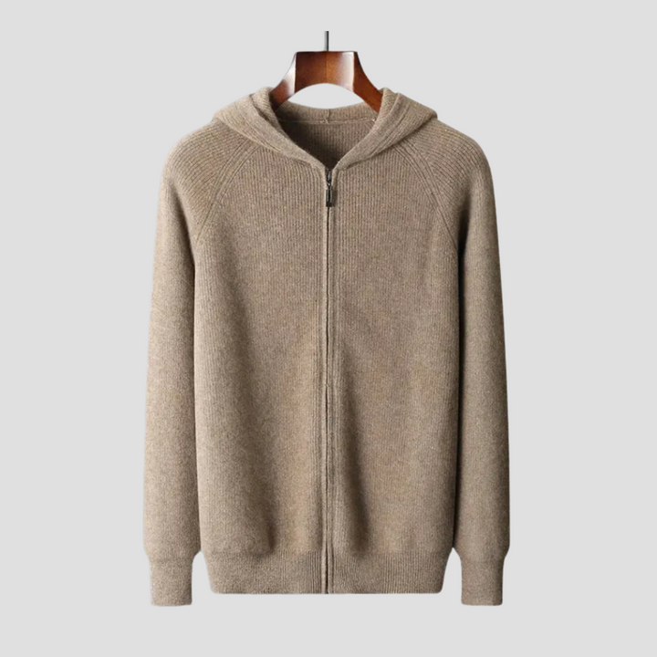 Cardigan Homme Zippé à Capuche Laine Mélangée