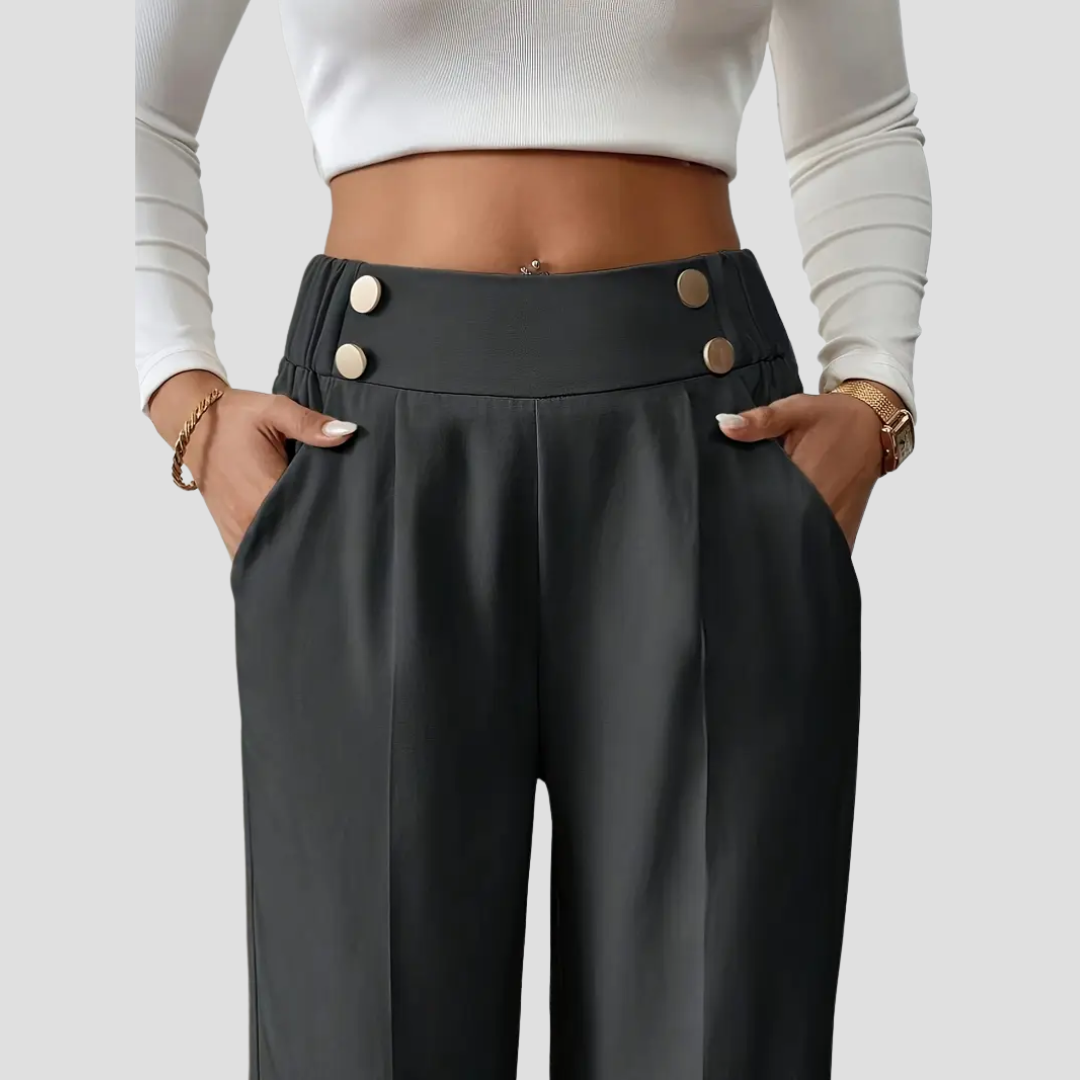 Pantalon Droit Femme Taille Haute