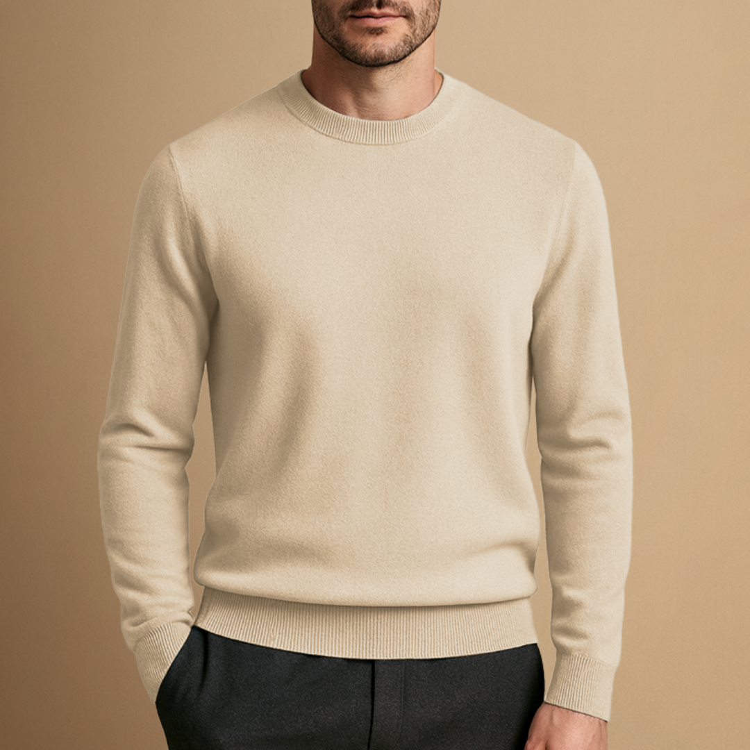 Pull Homme Col Rond Laine Mélangée