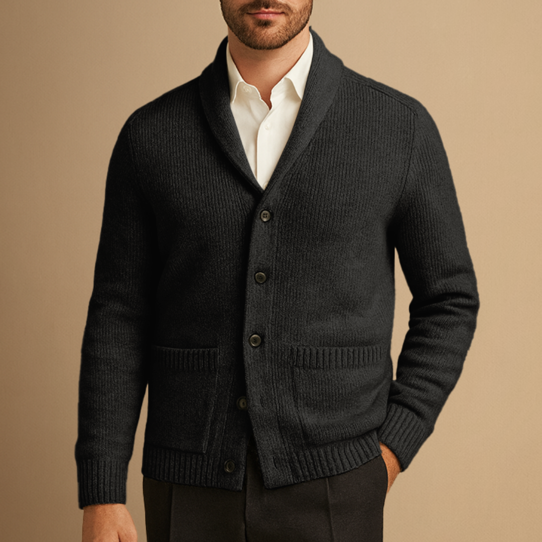 Cardigan Homme Col Châle Boutonné
