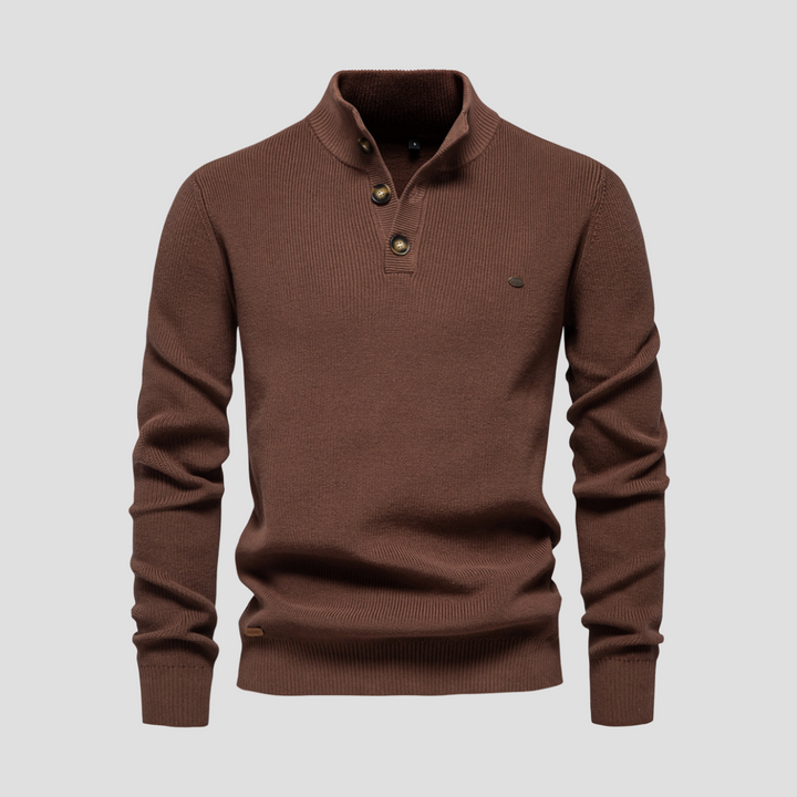 Pull Henley Homme Coton Mélangé