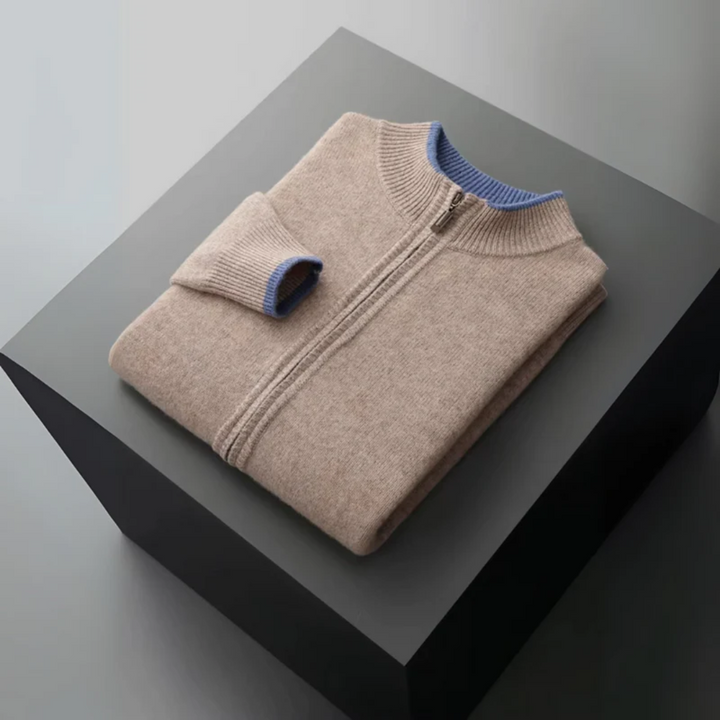 Cardigan Homme Zippé Laine Mérinos | Col Montant