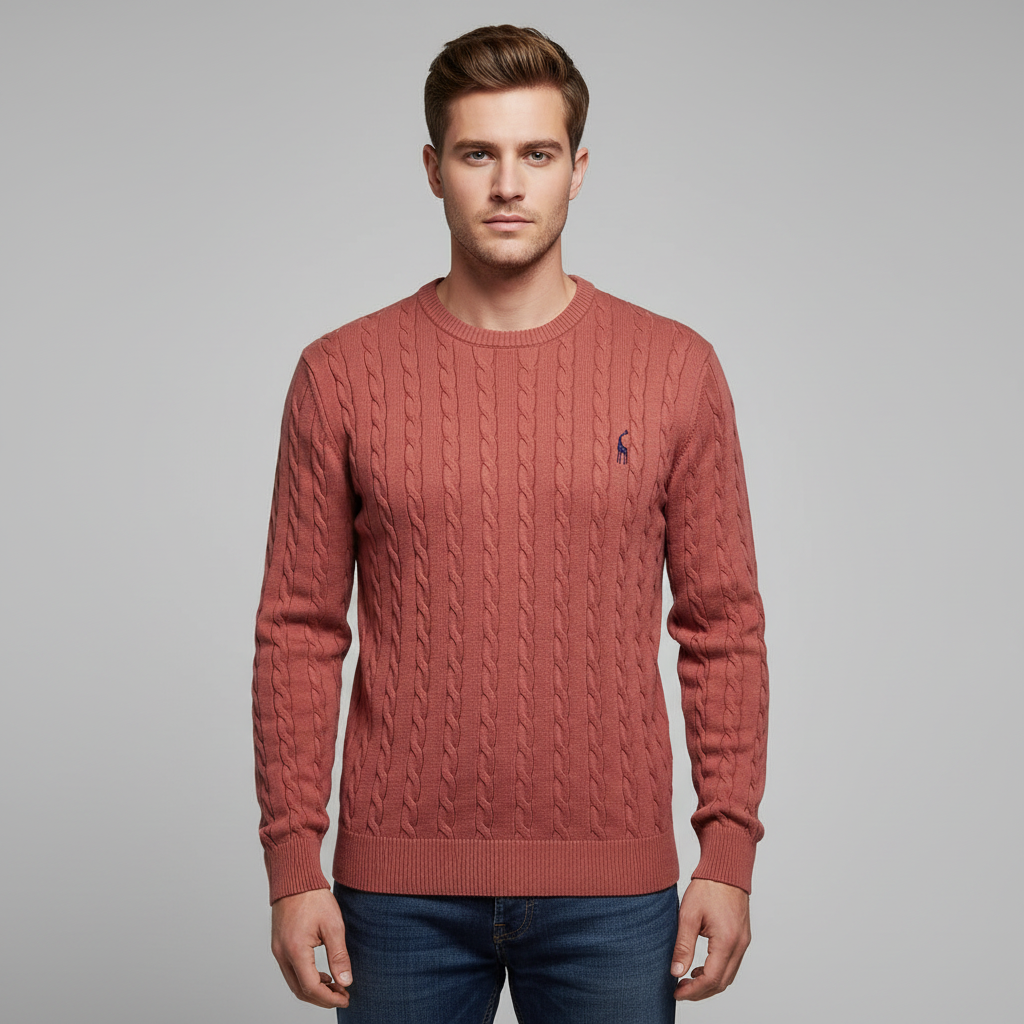 Pull Homme Col Rond Torsadé Coton Mélangé