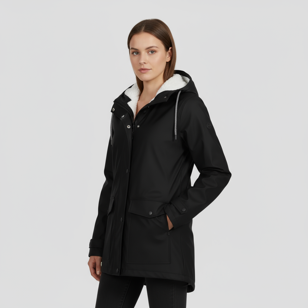 Veste Femme Coupe-Vent Doublée Polaire à Capuche