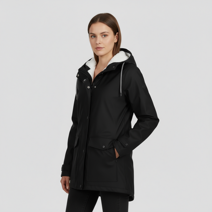 Veste Femme Coupe-Vent Doublée Polaire à Capuche